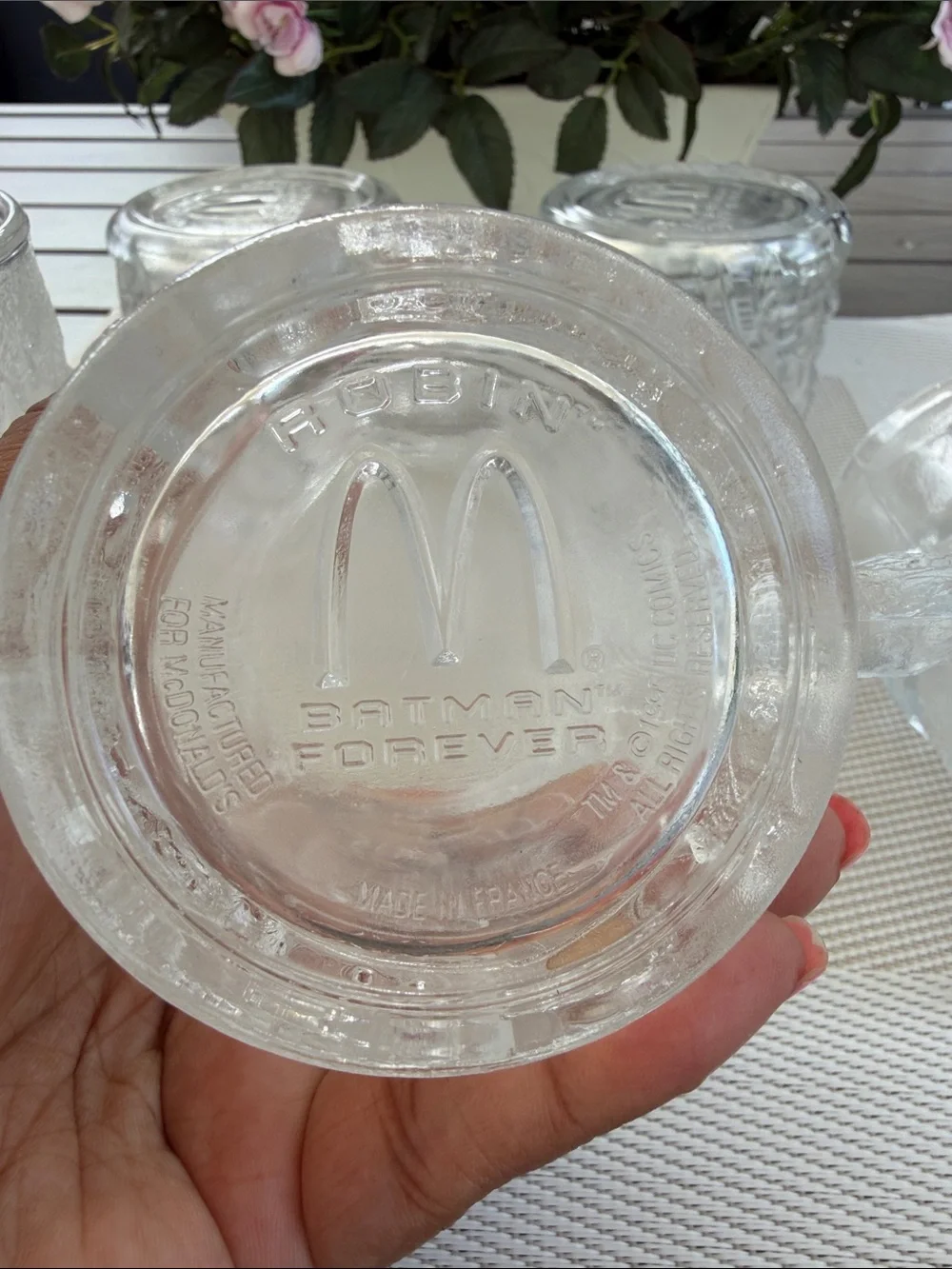 1995 McDonald’s BATMAN FOREVER DC COMICS thick glass set of 5 glass cups